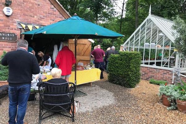 An Artful Gardener Astley Old Vicarage Garden visitors cake stall and greenhouse